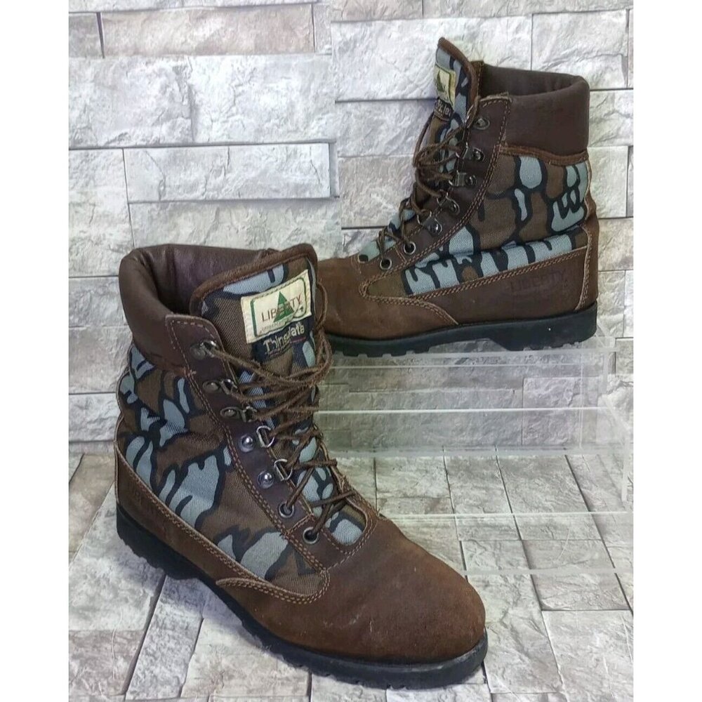 Vintage Liberty Camouflage Boots Thinsulate Men's Size 8 Hunting Hiking Outdoors